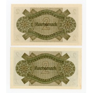 Germany, set of 2 Reichsmarks (1939–1945) — 7- and 8-digit serial numbers (665)