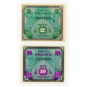 France, 2 and 10 francs, 1944 (745)