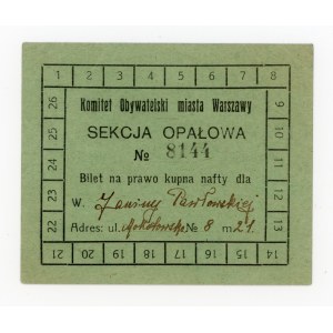 Warsaw, kerosene ration card (748)