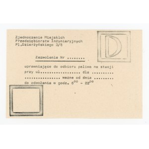Warsaw, fuel permit, symbol D, (probably 1980) (755)