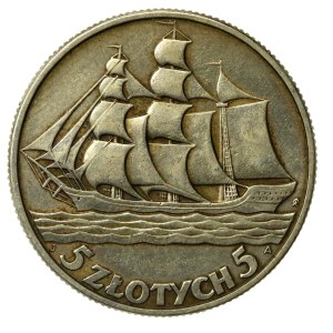 Second Polish Republic, 5 zlotych, 1936, Sailing Ship (115)