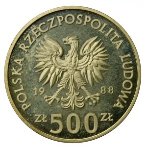 République populaire de Pologne, 500 zlotys 1988, XIVe Coupe du monde de football – Italie 1990 (307)