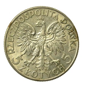 Second Polish Republic, 5 zlotych, 1934, Woman's Head (179)