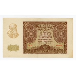 GG, 100 zlotych, 1940, Series D (818)
