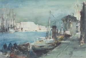 Marian Mokwa (1889 Malary - 1987 Sopot), Port rybacki w Gdyni, ok. 1957