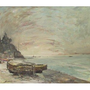 Marian Mokwa (1889, Malary - 1987, Sopot), Des bateaux sur le rivage