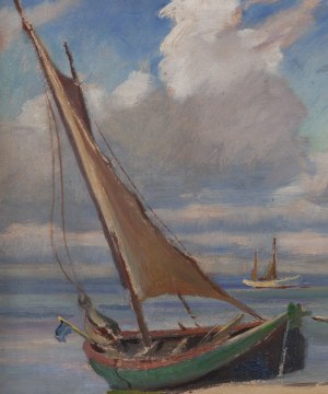Stanisław Żurawski (1889 Krosno - 1976 Kraków), Łodzie na wybrzeżu