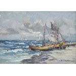 Eugeniusz Dzierżencki (1905, Warsaw – 1990, Sopot), Seascape with Boats