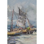 Eugeniusz Dzierżencki (1905, Varsovie - 1990, Sopot), Paysage marin avec des bateaux