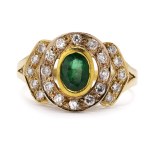 Ring with an emerald and diamonds, second half of the 20th century