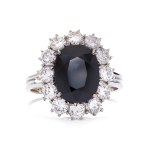 Ring with a sapphire and diamonds, second half of the 20th century