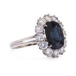 Ring with a sapphire and diamonds, second half of the 20th century