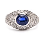 Ring with a sapphire and diamonds, early 21st century