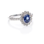 Ring with a sapphire and diamonds, early 21st century