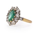 Ring with an emerald and diamonds, first half of the 20th century