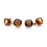 Cufflinks with quartz stones, 19th/20th century, Vienna