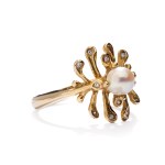 Ring with a pearl and diamonds, second half of the 20th century