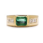 Ring with an emerald and diamonds, early 21st century