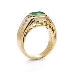 Ring with an emerald and diamonds, early 21st century