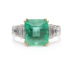 Ring with an emerald and diamonds, second half of the 20th century