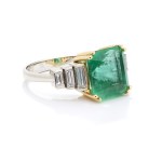 Ring with an emerald and diamonds, second half of the 20th century