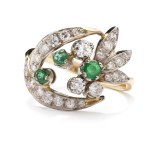 Ring with emeralds and diamonds, second half of the 20th century
