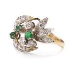 Ring with emeralds and diamonds, second half of the 20th century