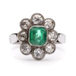 Ring with an emerald and diamonds, second half of the 20th century