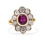 Ruby and diamond ring, early 21st century
