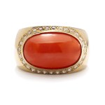Coral and diamond ring, second half of the 20th century