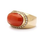 Coral and diamond ring, second half of the 20th century