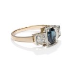 Ring with a sapphire and diamonds, second half of the 20th century, Warsaw