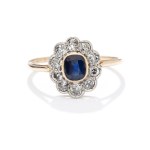 Ring with a sapphire and diamonds, 1960s, Warsaw