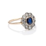 Ring with a sapphire and diamonds, 1960s, Warsaw