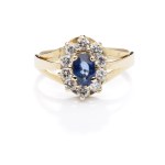 Ring with a sapphire and diamonds, late 20th century