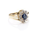 Ring with a sapphire and diamonds, late 20th century