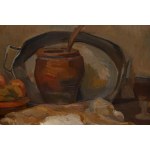 Henryk Epstein (1891, Łódź – 1944, concentration camp, likely Auschwitz), Still Life with a Bowl of Fruit and a Hare, 1920s