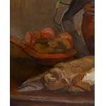 Henryk Epstein (1891, Łódź – 1944, concentration camp, likely Auschwitz), Still Life with a Bowl of Fruit and a Hare, 1920s
