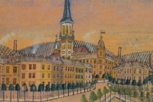Nikifor Krynicki (1895 Krynica - 1968 Folusz), Widok na Kraków, około lata 40. XX w.