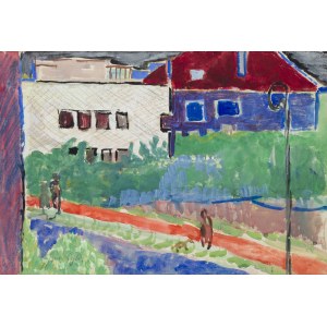 Jan Cybis (1897 Wróblin - 1972 Warszawa), Widok z balkonu na Saską Kępę, lata 50. XX w.