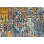 Edward Dwurnik (1943 Radzymin – 2018 Warschau), „Bartosz Głowacki in Tarnobrzeg“ aus der Serie „Reisen per Anhalter“, 1991