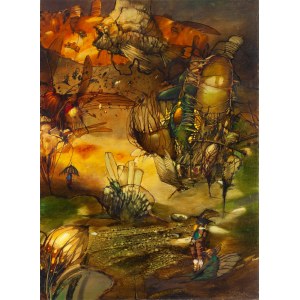 Tomasz Sętowski (b. 1961, Częstochowa), A Fairy-Tale Scene with Insects and Figures, ca. 1991