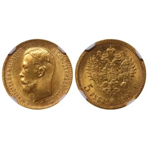 Empire russe, 5 roubles, 1904, (AR), NGC, MS 64