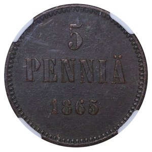 Russian Empire, 5 Pennia, 1865 year, NGC, XF DETAILS