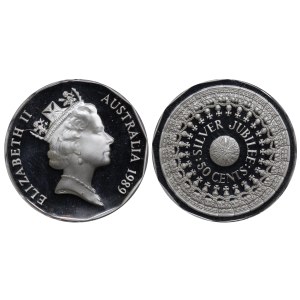 Australia, 50 Cents, 1989 year, QEII Silver Jubilee