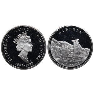 Canada, 25 Cents, 1992 year, 125th Anniversary of Canadian Confederation - Alberta