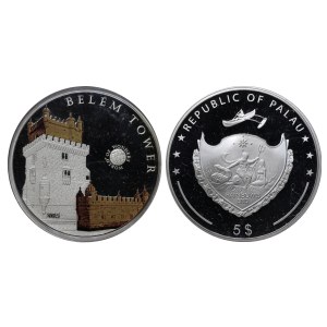 Palau, 5 Dollars, 2015 year, Belem Tower