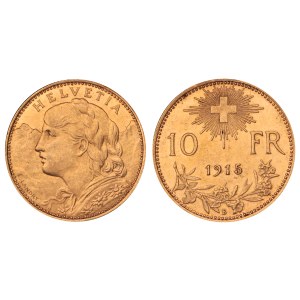 Switzerland, 10 Francs, 1915 year, B