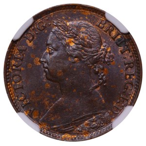 United Kingdom, 1 Farthing, 1885 year, NGC, MS 62 BN