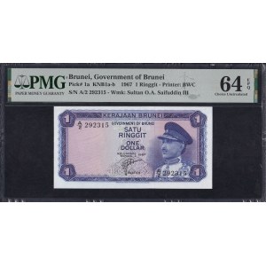 Brunei, 1 Ringgit, 1967, Choice UNC 64 EPQ